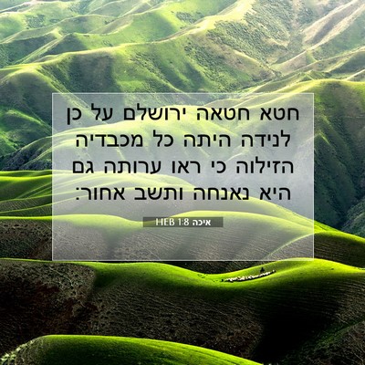 Picture 07 - איכה 1:8 HEB - חטא חטאה ירושלם על כן לנידה - Bible Verse Picture