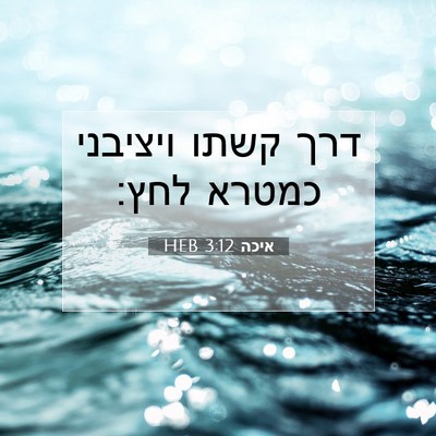 Picture 07 - איכה 3:12 HEB - דרך קשתו ויציבני כמטרא - Bible Verse Picture
