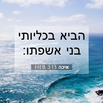 Picture 07 - איכה 3:13 HEB - הביא בכליותי בני - Bible Verse Picture