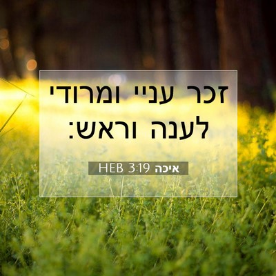 Picture 07 - איכה 3:19 HEB - זכר עניי ומרודי לענה - Bible Verse Picture