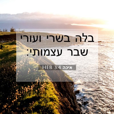 Picture 07 - איכה 3:4 HEB - בלה בשרי ועורי שבר - Bible Verse Picture