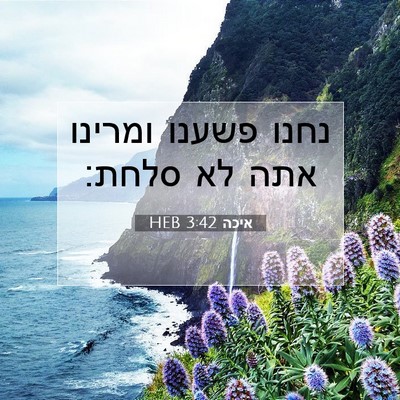 Picture 07 - איכה 3:42 HEB - נחנו פשענו ומרינו אתה לא - Bible Verse Picture