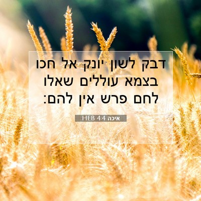 Picture 07 - איכה 4:4 HEB - דבק לשון יונק אל חכו בצמא - Bible Verse Picture