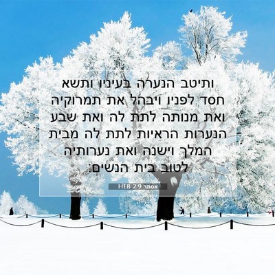 Picture 07 - אסתר 2:9 HEB - ותיטב הנערה בעיניו ותשא - Bible Verse Picture