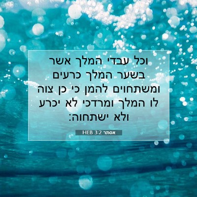 Picture 07 - אסתר 3:2 HEB - וכל עבדי המלך אשר בשער המלך - Bible Verse Picture