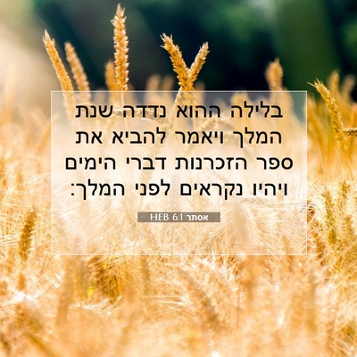 Picture 07 - אסתר 6:1 HEB - בלילה ההוא נדדה שנת המלך - Bible Verse Picture