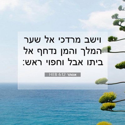 Picture 07 - אסתר 6:12 HEB - וישב מרדכי אל שער המלך והמן - Bible Verse Picture