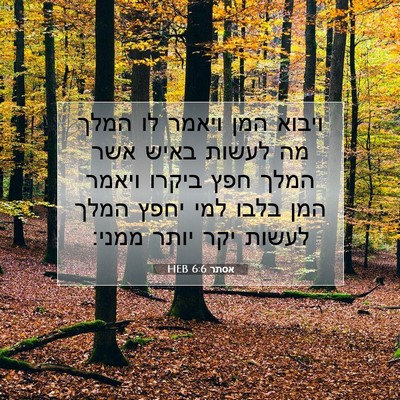 Picture 07 - אסתר 6:6 HEB - ויבוא המן ויאמר לו המלך מה - Bible Verse Picture