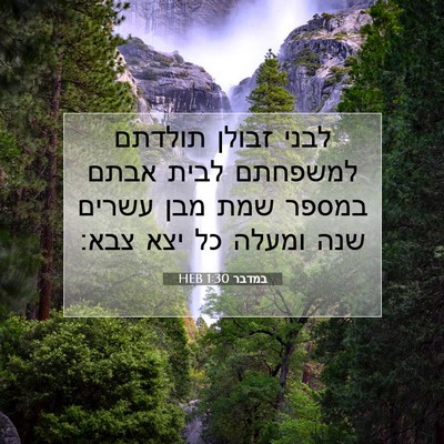 Picture 07 - במדבר 1:30 HEB - לבני זבולן תולדתם למשפחתם - Bible Verse Picture
