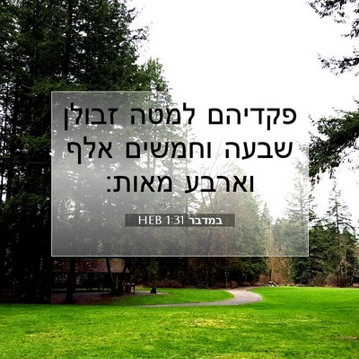 Picture 07 - במדבר 1:31 HEB - פקדיהם למטה זבולן שבעה - Bible Verse Picture