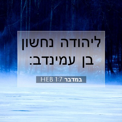Picture 07 - במדבר 1:7 HEB - ליהודה נחשון בן - Bible Verse Picture