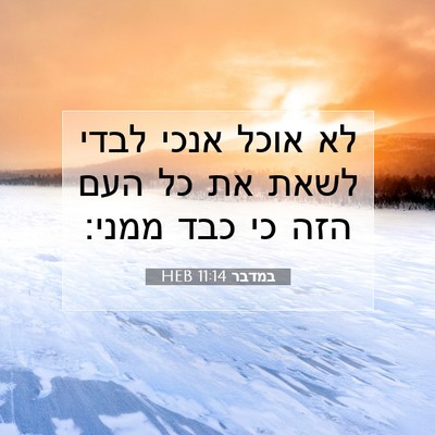 Picture 07 - במדבר 11:14 HEB - לא אוכל אנכי לבדי לשאת את - Bible Verse Picture