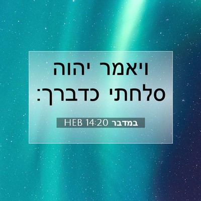 Picture 07 - במדבר 14:20 HEB - ויאמר יהוה סלחתי - Bible Verse Picture