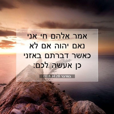 Picture 07 - במדבר 14:28 HEB - אמר אלהם חי אני נאם יהוה אם - Bible Verse Picture