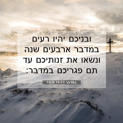 Picture 07 - במדבר 14:33 HEB - ובניכם יהיו רעים במדבר - Bible Verse Picture