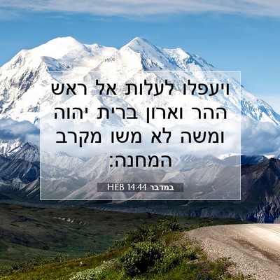 Picture 07 - במדבר 14:44 HEB - ויעפלו לעלות אל ראש ההר - Bible Verse Picture