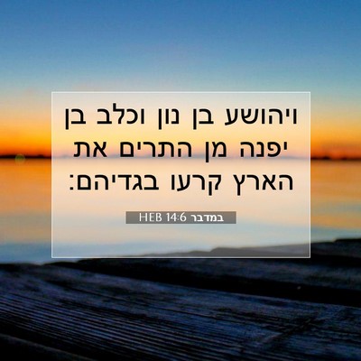 Picture 07 - במדבר 14:6 HEB - ויהושע בן נון וכלב בן יפנה - Bible Verse Picture