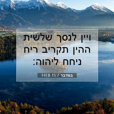 Picture 07 - במדבר 15:7 HEB - ויין לנסך שלשית ההין תקריב - Bible Verse Picture