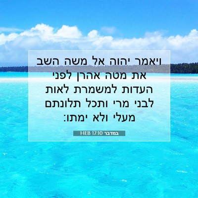 Picture 07 - במדבר 17:10 HEB - ויאמר יהוה אל משה השב את - Bible Verse Picture