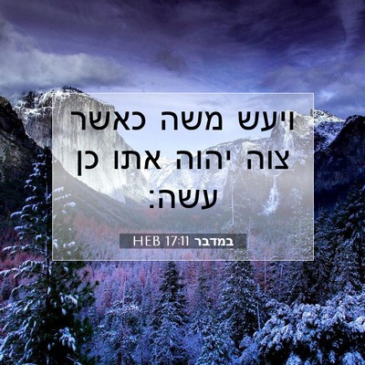 Picture 07 - במדבר 17:11 HEB - ויעש משה כאשר צוה יהוה אתו - Bible Verse Picture