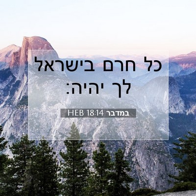 Picture 07 - במדבר 18:14 HEB - כל חרם בישראל לך - Bible Verse Picture