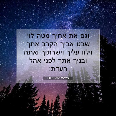 Picture 07 - במדבר 18:2 HEB - וגם את אחיך מטה לוי שבט - Bible Verse Picture