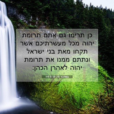 Picture 07 - במדבר 18:28 HEB - כן תרימו גם אתם תרומת יהוה - Bible Verse Picture