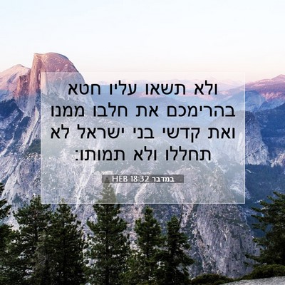 Picture 07 - במדבר 18:32 HEB - ולא תשאו עליו חטא בהרימכם - Bible Verse Picture