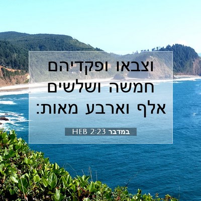 Picture 07 - במדבר 2:23 HEB - וצבאו ופקדיהם חמשה ושלשים - Bible Verse Picture