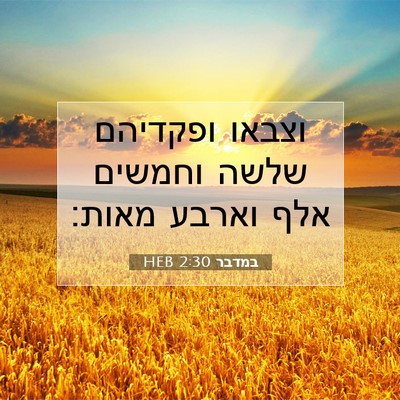 Picture 07 - במדבר 2:30 HEB - וצבאו ופקדיהם שלשה וחמשים - Bible Verse Picture