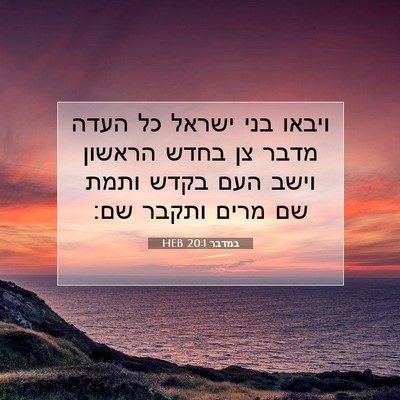 Picture 07 - במדבר 20:1 HEB - ויבאו בני ישראל כל העדה - Bible Verse Picture