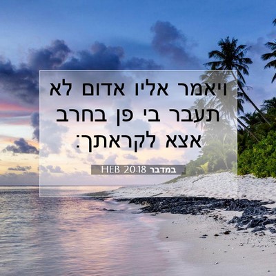 Picture 07 - במדבר 20:18 HEB - ויאמר אליו אדום לא תעבר בי - Bible Verse Picture