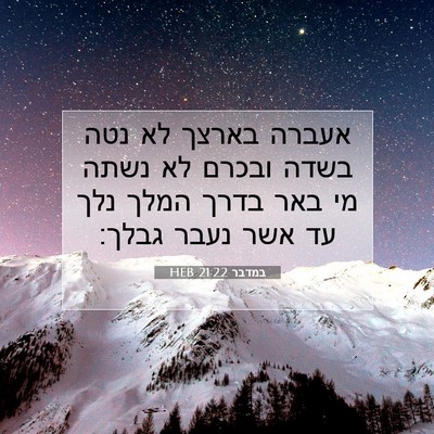 Picture 07 - במדבר 21:22 HEB - אעברה בארצך לא נטה בשדה - Bible Verse Picture