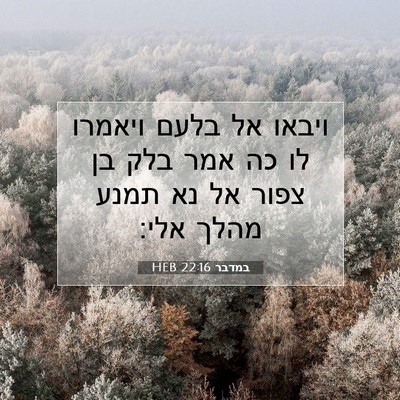 Picture 07 - במדבר 22:16 HEB - ויבאו אל בלעם ויאמרו לו כה - Bible Verse Picture