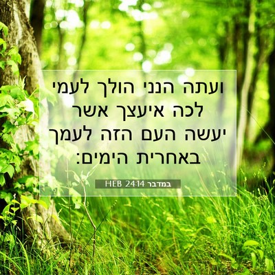 Picture 07 - במדבר 24:14 HEB - ועתה הנני הולך לעמי לכה - Bible Verse Picture