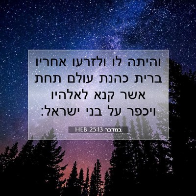Picture 07 - במדבר 25:13 HEB - והיתה לו ולזרעו אחריו ברית - Bible Verse Picture