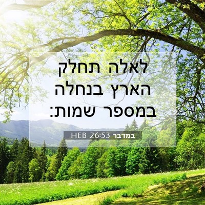 Picture 07 - במדבר 26:53 HEB - לאלה תחלק הארץ בנחלה במספר - Bible Verse Picture