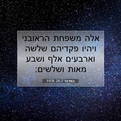 Picture 07 - במדבר 26:7 HEB - אלה משפחת הראובני ויהיו - Bible Verse Picture