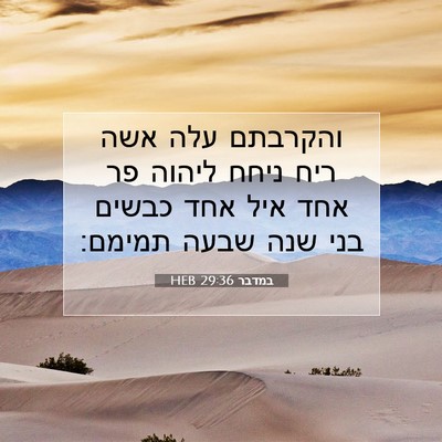 Picture 07 - במדבר 29:36 HEB - והקרבתם עלה אשה ריח ניחח - Bible Verse Picture