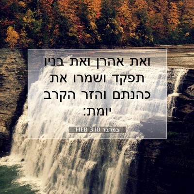 Picture 07 - במדבר 3:10 HEB - ואת אהרן ואת בניו תפקד - Bible Verse Picture