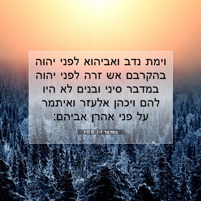 Picture 07 - במדבר 3:4 HEB - וימת נדב ואביהוא לפני יהוה - Bible Verse Picture