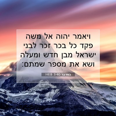Picture 07 - במדבר 3:40 HEB - ויאמר יהוה אל משה פקד כל - Bible Verse Picture