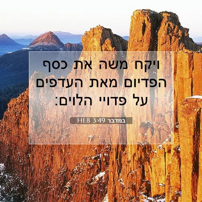 Picture 07 - במדבר 3:49 HEB - ויקח משה את כסף הפדיום מאת - Bible Verse Picture