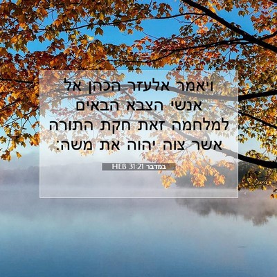Picture 07 - במדבר 31:21 HEB - ויאמר אלעזר הכהן אל אנשי - Bible Verse Picture
