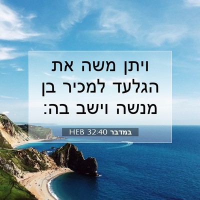 Picture 07 - במדבר 32:40 HEB - ויתן משה את הגלעד למכיר בן - Bible Verse Picture