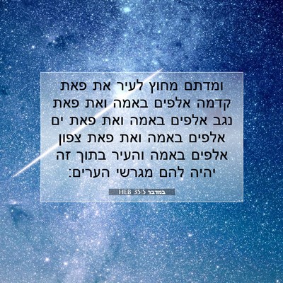 Picture 07 - במדבר 35:5 HEB - ומדתם מחוץ לעיר את פאת קדמה - Bible Verse Picture