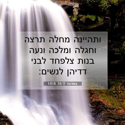 Picture 07 - במדבר 36:11 HEB - ותהיינה מחלה תרצה וחגלה - Bible Verse Picture