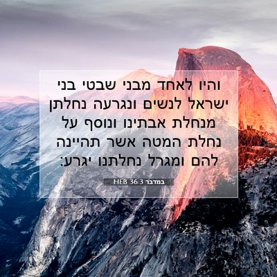 Picture 07 - במדבר 36:3 HEB - והיו לאחד מבני שבטי בני - Bible Verse Picture