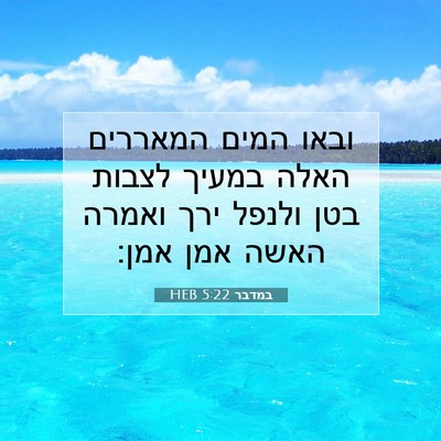 Picture 07 - במדבר 5:22 HEB - ובאו המים המאררים האלה - Bible Verse Picture