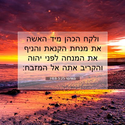 Picture 07 - במדבר 5:25 HEB - ולקח הכהן מיד האשה את מנחת - Bible Verse Picture